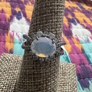 Bomb Party Silver and lab opal  Gemstone Ring